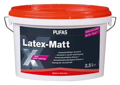 Pufas Latex-Matt 2,5 Liter weiß