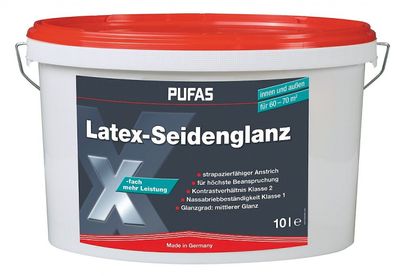 Pufas Latex-Seidenglanz 10 Liter weiß