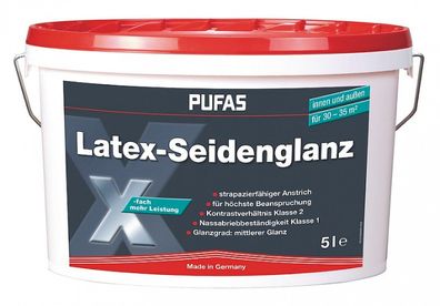 Pufas Latex-Seidenglanz 5 Liter weiß