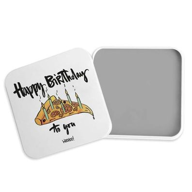 PPD Geschenkdose Happy Birthday, Pizzastück mit Kerzen 1 St