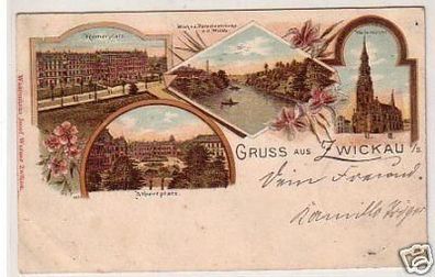 34490 Ak Lithographie Gruss aus Zwickau in Sa. 1900