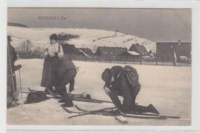 34781 Ak Geising in Sachsen Skifahrer 1907