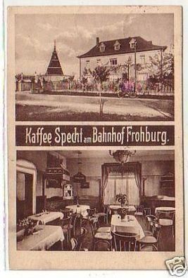 35239 Ak Frohburg Kaffee Specht am Bahnhof 1931