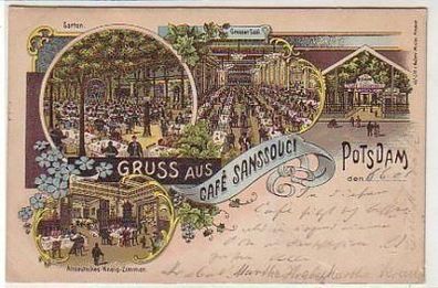 35568 Ak Lithographie Gruß aus Potsdam Café 1901
