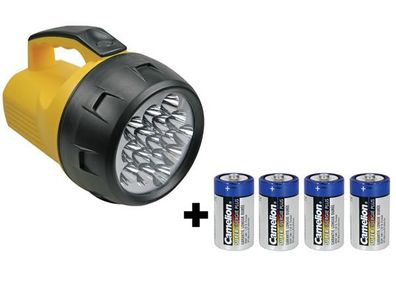 Leistungsstarke LED Taschenlampe 16 LEDs 4 x d Batterie Velleman