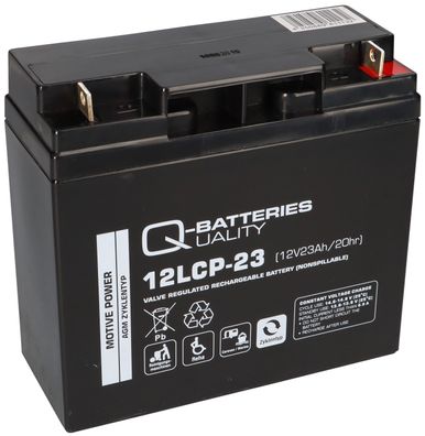 1x Q-Batteries 12LCP-23 / 12V - 23Ah Blei Akku Zyklentyp AGM - Deep Cycle VRLA