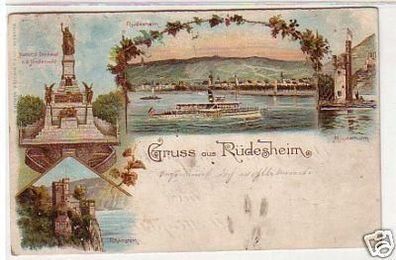 31485 Ak Lithographie Gruss aus Rüdesheim um 1910
