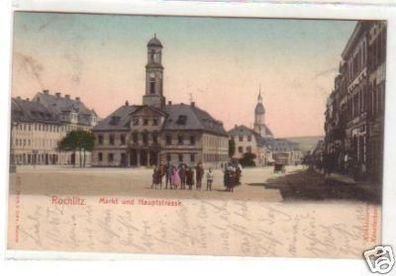 31287 Ak Rochlitz Markt und Hauptstrasse 1904