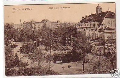 31201 Ak Linz a.d.D. Blick in den Volksgarten um 1910