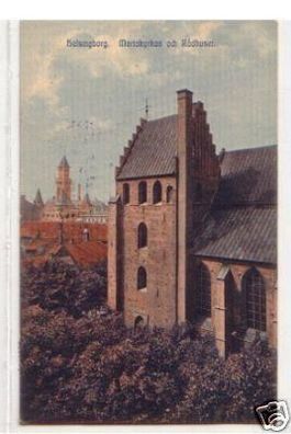 31029 Ak Helsingborg Mariakyrkan och Radhuset 1913