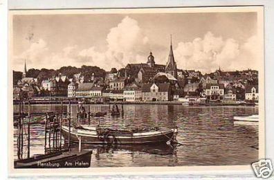30867 Ak Flensburg am Hafen Totalansicht um 1940