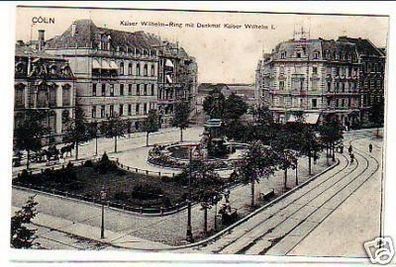 28718 Ak Cöln Kaiser Wilhelm Ring & Denkmal um 1910
