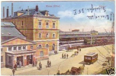 29147 Ak Riesa (Elbe) Bahnhof 1932