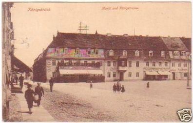 29178 Ak Königsbrück Markt und Königstrasse 1920