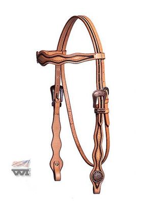 Western Imports Kopfstück Headstall w. Wave an Blackband