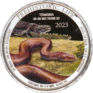 Kongo 2023 - Titanoboa 1 Oz Silber in Farbe