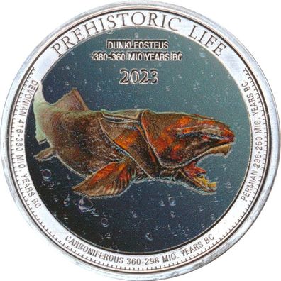 Kongo 2023 - Dunkleosteus 1 Oz Silber in Farbe