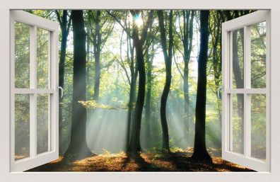 Fensterlicht Wald 140x90cm Garten Leinwand Customize it