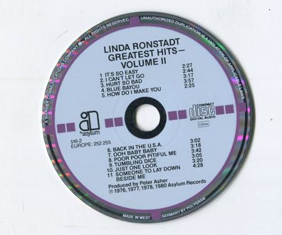 Linda Ronstadt cd Greatest HITS VOL TWO 1983 West German 1st press Target Asylum