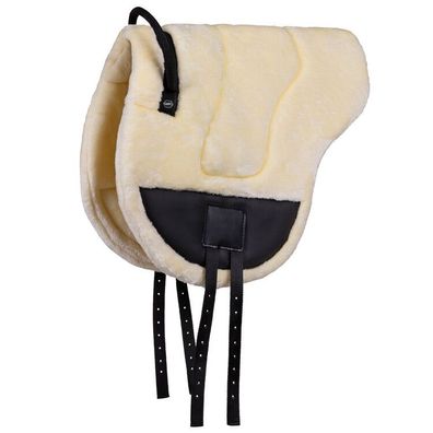 QHP Bareback Pad Otario mit Riemensystem Creme Kunstfell