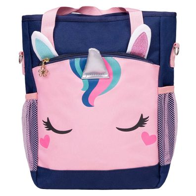 QHP Putztasche Unicorn Kinder Tasche navy rosa