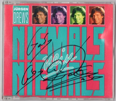 Jürgen Drews Maxi-CD Niemals, NEIN Niemals 1991 handsigniert signed autopraphed