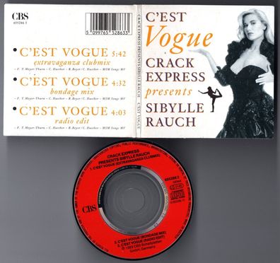 Crack Express presents Sibylle Rauch CD-SINGLE 3-Inch C'EST VOGUE © 1989 CBS 3tr