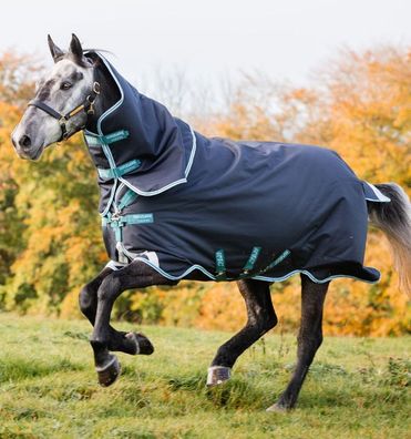 Horseware Amigo Bravo 12 Plus Medium 250g Turnout Decke navy/aqua & turquoise