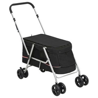 Hundebuggy Hundewagen Faltbar Schwarz 100x49x96 cm Leinenstoff