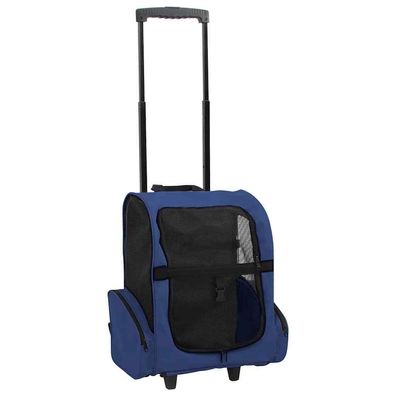 Katzen/ Hunde Transportbox Reisebox Trolley für Haustiere 3-in-1 Faltbar Blau