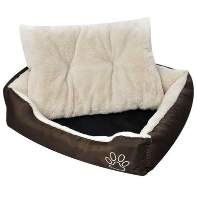 Warmes Hundebett mit Polsterkissen L 75 x 58 x 19 cm