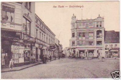 29491 Ak Senftenberg am Markt mit Geschäften 1922