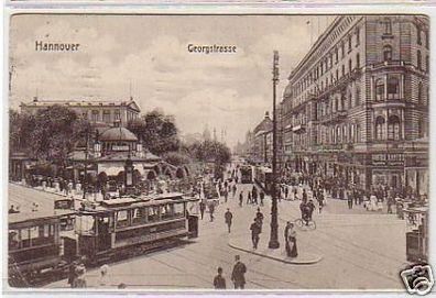 27344 Ak Hannover Georgstraße mit Straßenbahnen 1910