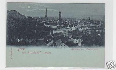 27549 Mondscheinkarte Gruß aus Landshut in Bayern 1900