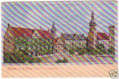 27655 Ak Riesa Elbe Rathaus und Klosterkirche 1904
