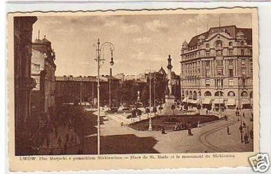 27787 Ak Lemberg Platz St. Marie u. Monument um 1915