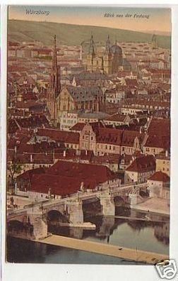 27833 Ak Würzburg Blick von der Festung um 1920