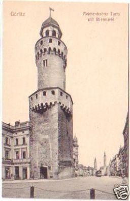 27932 Ak Görlitz Reichenbacher Turm mit Obermarkt 1920