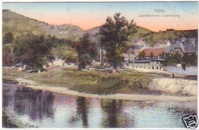27940 Ak Kahla Saalepartie mit Leuchtenburg um 1915