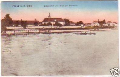 27987 AK Riesa a.d. Elbe Blick auf Promnitz um 1910