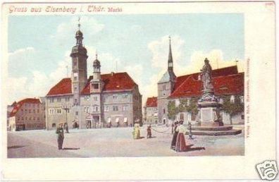 28109 Ak Gruß aus Eisenberg in Thüringen Markt um 1905