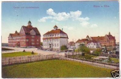 28359 Ak Riesa a. Elbe Carola- und Handelsschule 1913