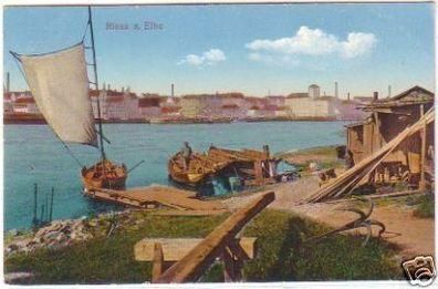 28379 Feldpost Ak Riesa an der Elbe Bootsbau 1916