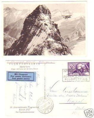 28526 seltene Flugpostkarte Schweiz Zürich 1927