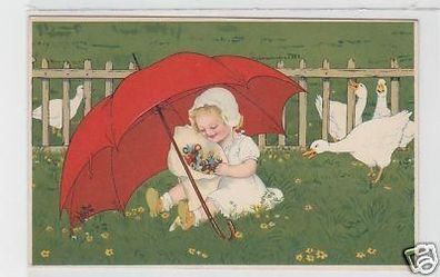 26131 Ak Kind unter Regenschirm beim naschen um 1910