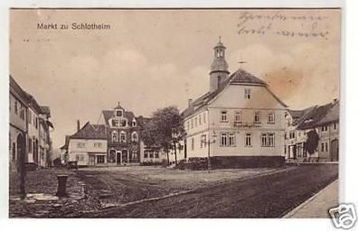 26827 Ak Markt zu Schlotheim mit Ratskeller 1915