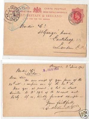 26856 Ganzsache Britain Post Office Türkei Smyrna 1903