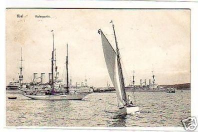 27149 Ak Kiel Hafenpartie mit Kriegsschiffen 1918