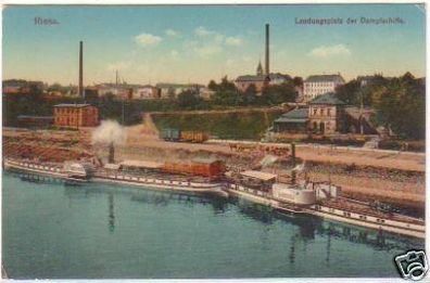 27186 Ak Riesa Landungsplatz der Dampfschiffe um 1920