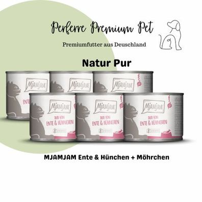 Mjamjam ?Ente Hühnchen Möhre 6 x Größe Katzennassfutter Katzenfutter Nassfutter